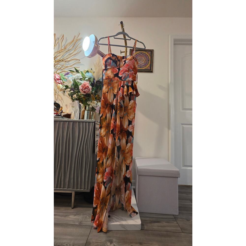Dress the Population Women’s XS Floral Maxi Dress NWT Removable Strap Zip Back - Picture 7 of 7
